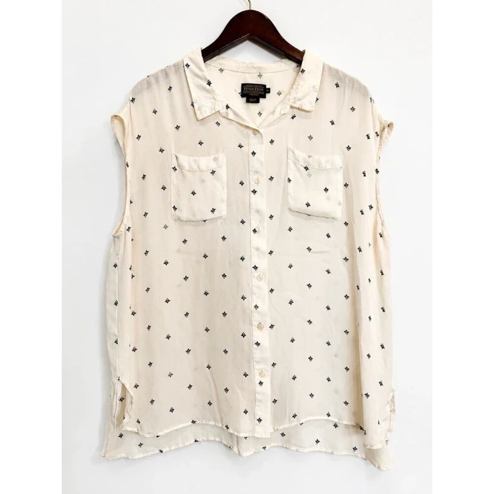 Pendleton 100% Silk Cap Sleeve Blouse | Women's XL